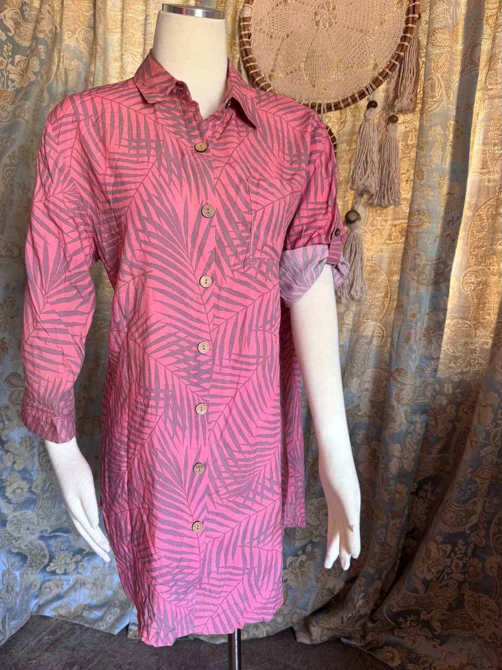 Body Beach Pink & Gray Printed Rayon Tunic